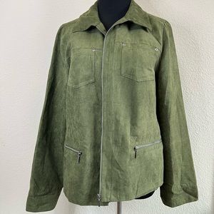 Light weight olive faux suede jacket